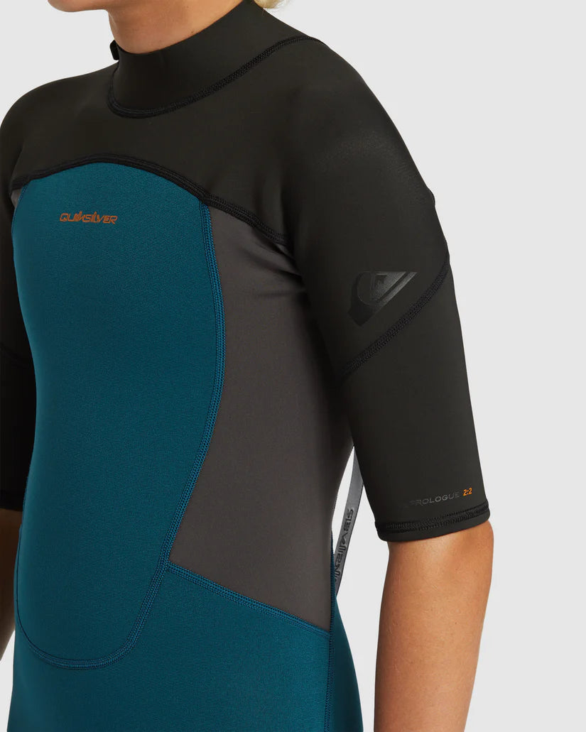 Quiksilver 2/2mm Prologue Boys SS Springsuit BZ - Midnight Turquoise - Star Surf + Skate